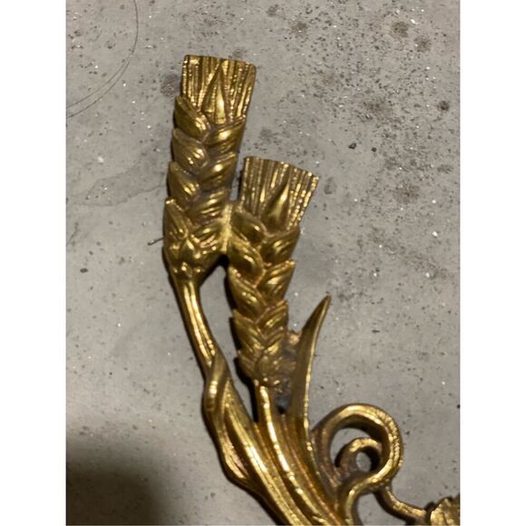 Antique Art Deco Solid Brass Chandelier Parts Fruit Grape Wheat Motif - Picture 4 of 4